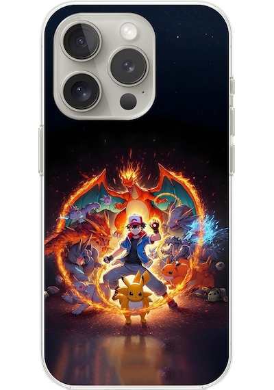 Apple Uyumlu iPhone 15 Pro Şeffaf Kılıf Pokemon 3 Tasarımlı