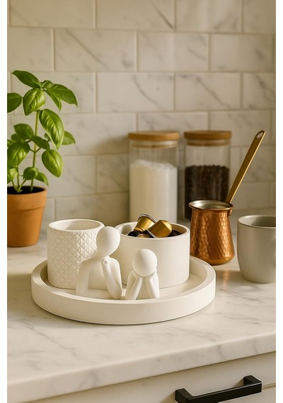 Modern Beyaz Dekoratif Set 5 Parçalı Minimalist Tasarım Genel
