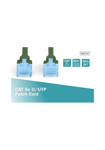 Cat 5e U-utp Bağlantı Kablosu, Pvc Awg 26/7, Uzunluk 2 Metre Yeşil