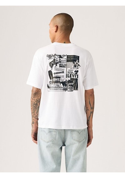 Levi's Erkek Bisiklet Yaka Sırt Baskılı Beyaz T-shirt - A9440-0017 Beyaz