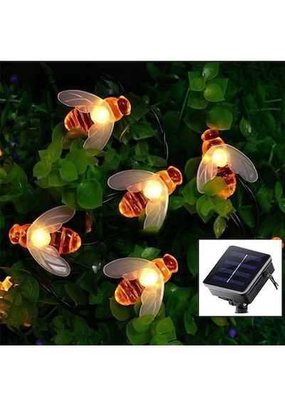 Güneş Enerjili Arı Led Bahçe Işığı - Dekoratif Solar Arı Işık Bahçe, Balkon, Teras Aydınlatması Adet - 1 Adet