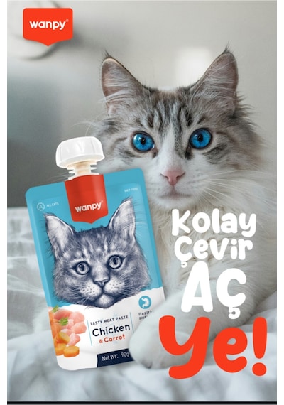 12li 4 Lezzet Taze Kedi Et Ezmesi Kedi Ödülü Çevir Aç Kapak 12 X 90gr