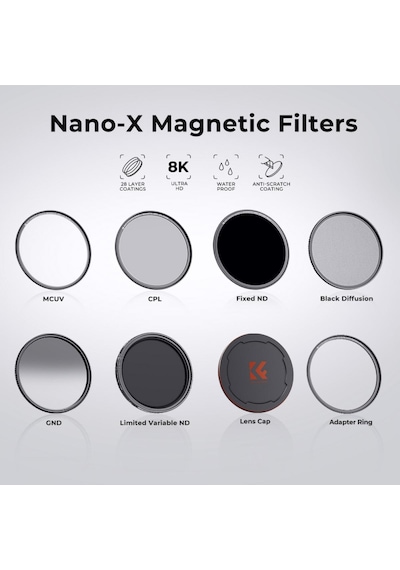 K&F Nano-X MRC ND1000 77 MM Magnetic Filtre Set - Nd1000 + Cpl + Uv + Çanta