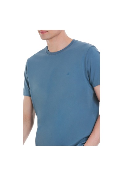 Hatemoğlu İndigo Regular Fit Bisiklet Yaka Pamuklu Tişört 1996535 Indigo-01