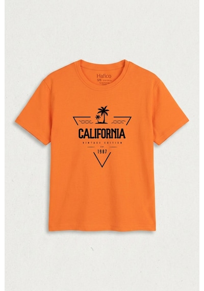 Hafico Erkek / Kız Çocuk California Vintage Baskılı Tişört Turuncu