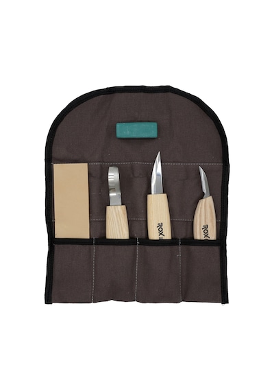 Rox Wood Kuksa Kaşık Oyma ve Bıçak Seti 5 Parça