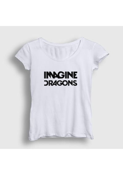 Presmono Kadın Logo V2 Imagine Dragons T-shirt Beyaz