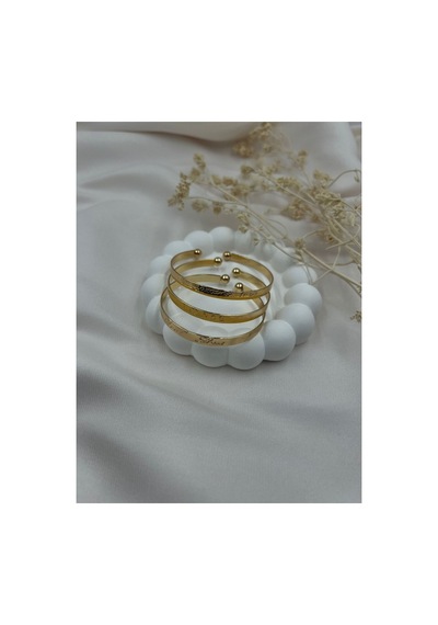 Lunarie Gold Renk Minimal Yazı Detaylı Ayarlanabilir Bilezik Altın