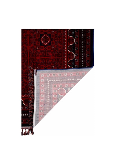 Tr Elvey Home Afgan Vintage Kaymaz Taban Gerçek Kadife Bambu Sık Dokuma Otantik Dekoratif Zamansız Tasarım Halı Red Diğer