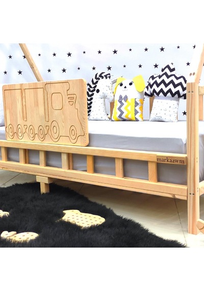Markaawm Montessori Yatak Ahşap Karyola Çocuk Ve Bebek Beşiği Tren Akçaağaç