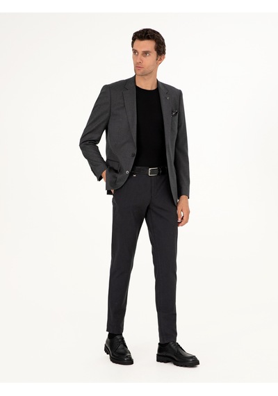 Cacharel Antrasit Slim Fit Yün Karışımlı Ceket Gri