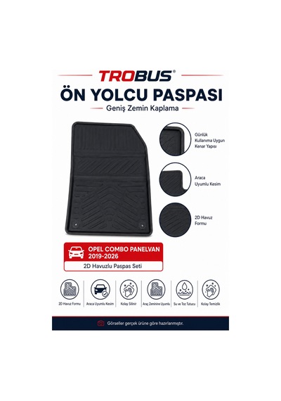Trobus Opel Combo Panelvan 2023-2026 Dizel 2d Havuzlu Paspas 2 Parça