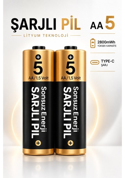 Şarjlı Aa Pil 2800mwh 1.5v Fp28 Type-c Lithium-ion Rechargeable Battery 2 Li Paket Hızlı Şarj Pil