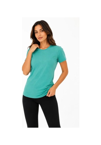Efnaz Style Basic Tişört Bisiklet Yaka Kısa Kol Günlük Yazlık Slim Fit T-shirt - Su Yeşili