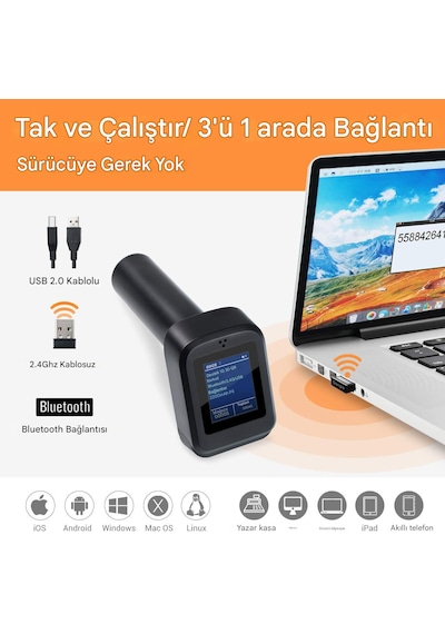 Tera Hw0006 2d Barkod Okuyucu Kablosuz, Ekranlı, Şarjlı