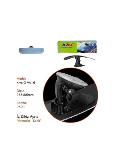 Takgör Iç Dikiz Ayna Kiva O-Va-6 R320 Vantuzlu Kilitli 265X65 Mm