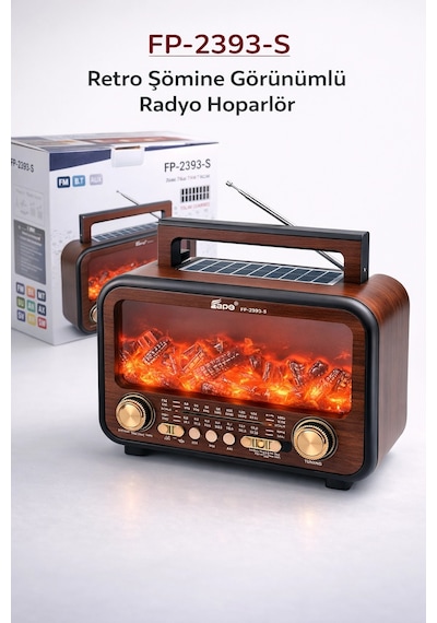 Fp-2393-l Nostaljik Şömine Görünümlü Radyo Hoparlör