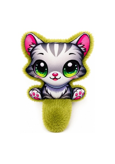 Lupox Dijital Kedi Kuyruk Hışırtı Detaylı Peluş Oyuncak Yeşil