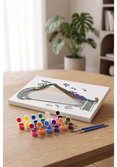 Arp Desenli Mandala Tuval Boyama Seti 40x50 Cm