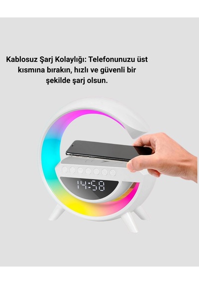Renkli Işıklı 15w Kablosuz Şarjlı Masa Lambası Çok Renkli 36687400