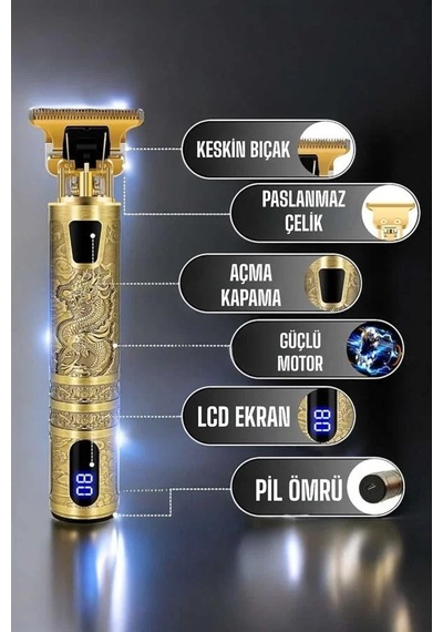 Diyar-ı Fırsat Tıraş Makinesi Şarjlı Profesyonel Saç Kesme Makinesi Gold Çizik Tıraş