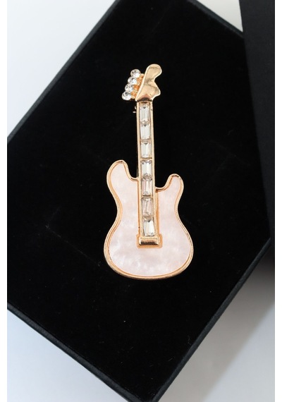 Sedef Gitar Broş. Yaka İğnesi Gitarlı Broş. Tasarım Gitar Broş. Erkek Broş. Kadın Broş. Gitar Broş. Gold