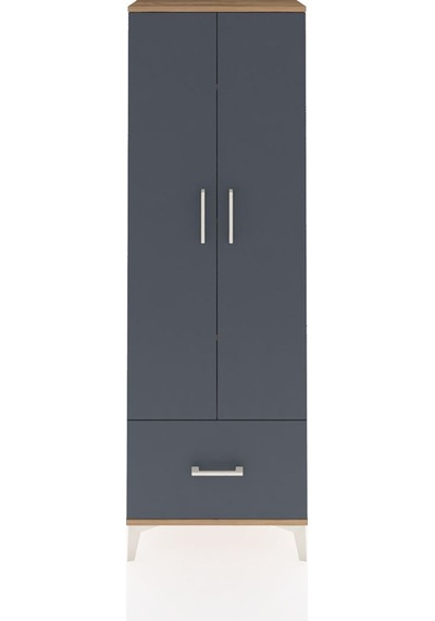 Arges Dolap 4 Raflı Tek Çekmeceli 2 Kapaklı 60x30x182 Çam-ant... Çam