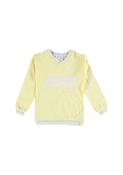 İrem Çocuk Giyim Kız Çocuk Kolej Tarz Pasedan Yazı Desenli V Yaka Sarı Renk Sweatshirt Sarı İrem Çocuk Giyim Kız Çocuk Kolej Tarz Pasedan Yazı Desenli V Yaka Sarı Renk Sweatshirt Sarı