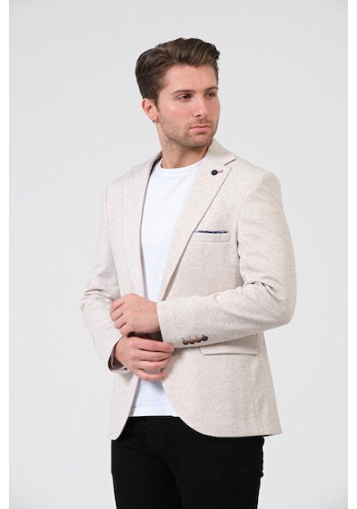 Bonesti Erkek Slim Fit Blazer Ceket Krem Kahve Benekli