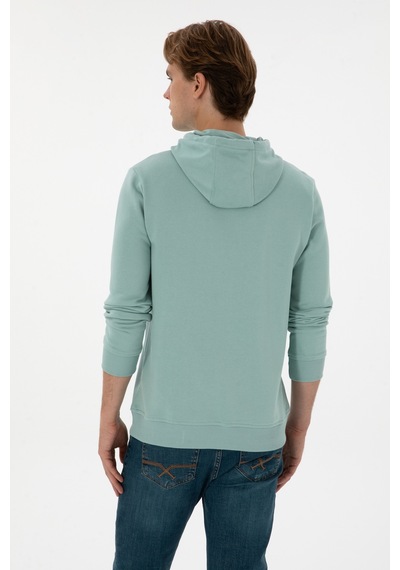 U.S. Polo Assn. Erkek Regular Fit Kapüşonlu Mint Sweatshirt 50313718-VR090