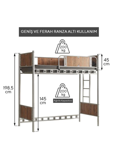 Missidea Prizma Ayrılabilir Modern Metal Ranza Gri 90x190 Cm 90 x 190