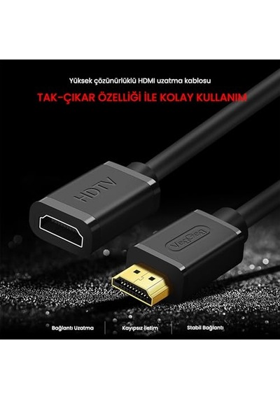 60hz Dişi Erkek Hdmı 2.0 Uzatma Kablosu 2 Metre Genel