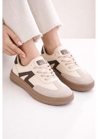 Unisex Rahat Taban Bağcıklı Sneaker Ayakkabı Bej