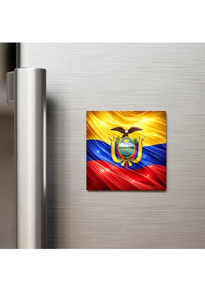 Ekvador Ecuador Abstract Ülke Bayraklı Buzdolap Magneti - 9x9 Cm