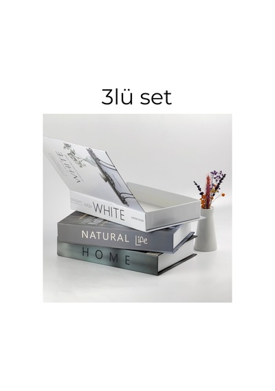 3 Lü Kitap Görünümlü Dekoratif Kutu Seti, İskandinav Tarz Modern Ev Dekorasyonu