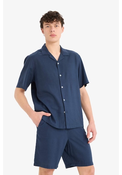 Defacto Relax Fit Polo Yaka Kısa Kollu Gömlek D9882ax25aunv256 Lacivert