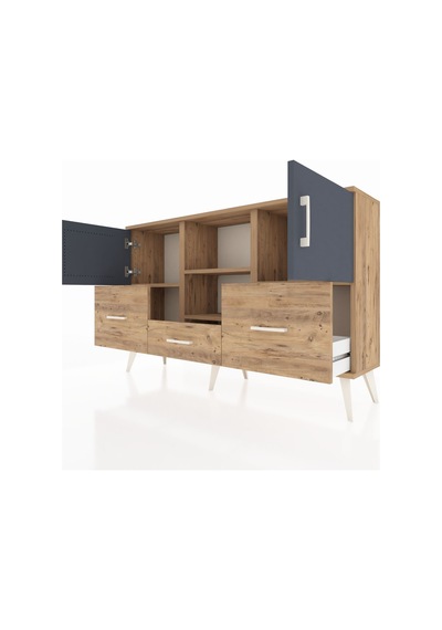 Arges Konsol 4 Raflı 3 Çekmeceli 3 Kapaklı 132x30x83 Çam-antrasit/çam Antrasit/çam Arges Konsol 4 Raflı 3 Çekmeceli 3 Kapaklı 132x30x83 Çam-antrasit/çam Antrasit/çam
