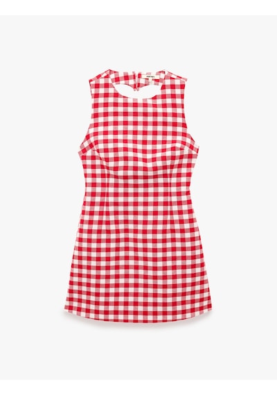 Koton Koton X Sibil Çetinkaya - Kalp Şekilli Sırt Dekolte Detaylı Pötikareli Mini Elbise Kırmızı Ekose 6sak80286uw Koton Koton X Sibil Çetinkaya - Kalp Şekilli Sırt Dekolte Detaylı Pötikareli Mini Elbise Kırmızı Ekose 6sak80286uw