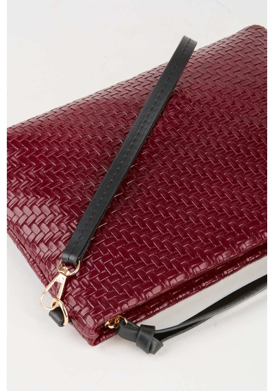 Vivaq Kadın Bellis Örgü Bordo Astarlı Suni Deri Bilek Askılı Portföy El Ve Clutch Çanta