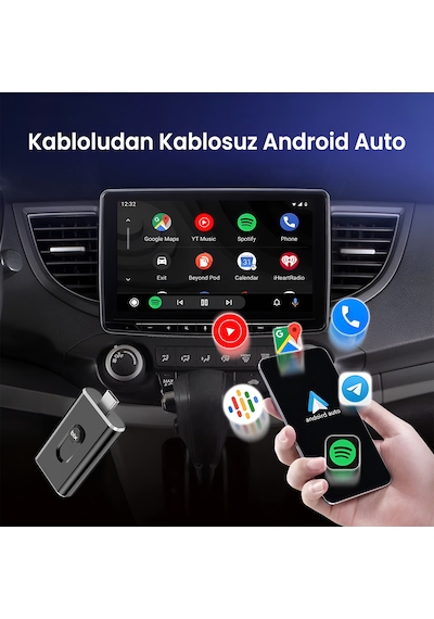 Bix Cb02 2.4g/5g Wifi Carplay Android Auto Kabloludan Kablosuza Çevirici Usb-a Usb-c Çift Uçlu Hibrit Adaptör Diğer