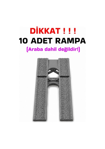 1:64 Ölçek Araba Rampası - Gri - Lastik İzli - 10 Adet