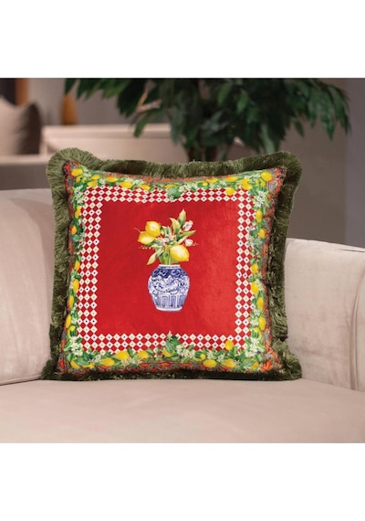 Renkli Limon Desenli Yastık/kırlent Dolgu Boncuk Elyaf, Ulusl. Yıkama Ve Solmama Sertifikası Çok Renkli
