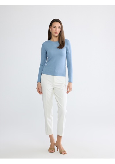 Lcwaıkıkı Basic Mavi Bisiklet Yaka Soft Touch Kadın Body