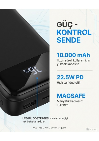 Buradabulabilirsin Snapron Snp-3025 Pd 22.5w Hızlı Şarj Lcd Ekran Magsafe 10000 Mah Powerbank Bbz Çok Renkli