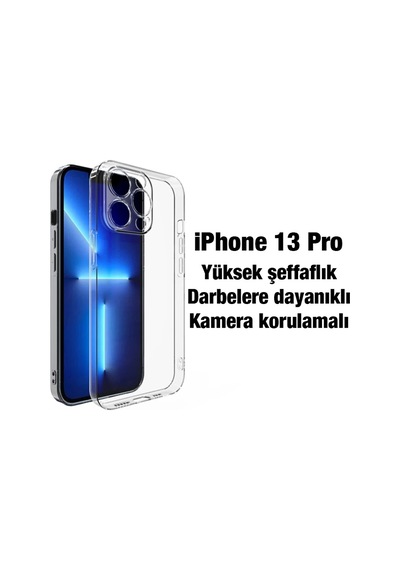 Ally İphone 13 Pro 6.1inç Kılıf Kamera Korumalı Ultra İnce Şeffaf Silikon Kılıf- 5775 Mh-hs8646-2162
