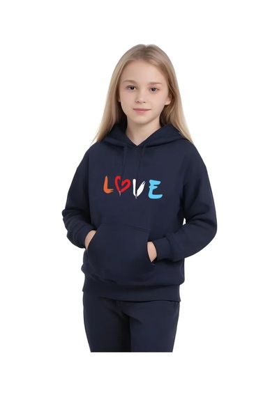 Fyk Kids Love Yazılı Kız Çocuk Eşofman Takımı Lacivert