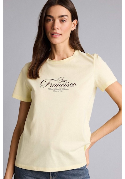 Defacto Baskılı Sarı Kadın T-shirt H2138ax/yl149