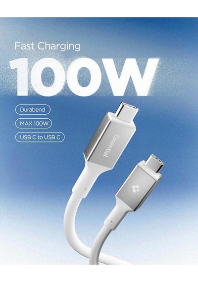 Spigen Usb-c To Usb-c 1 Metre Kablo 100w Güç/pps 2.0 Desteği Super Hızlı Şarj / 5 Gbps E-marker Çip Data Aktarım Hızı/pd Usb 3.2 Type-c Ekstra Dayanıklı Mfı Lisanslı White Spigen Usb-c To Usb-c 1 Metre Kablo 100w Güç/pps 2.0 Desteği Super Hızlı Şarj / 5 Gbps E-marker Çip Data Aktarım Hızı/pd Usb 3.2 Type-c Ekstra Dayanıklı Mfı Lisanslı White