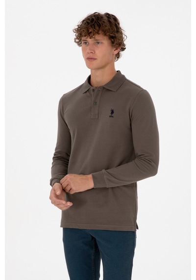 U.S. Polo Assn. Erkek Regular Fit Polo Yaka Vizon Basic Sweatshirt 50307757-VR052