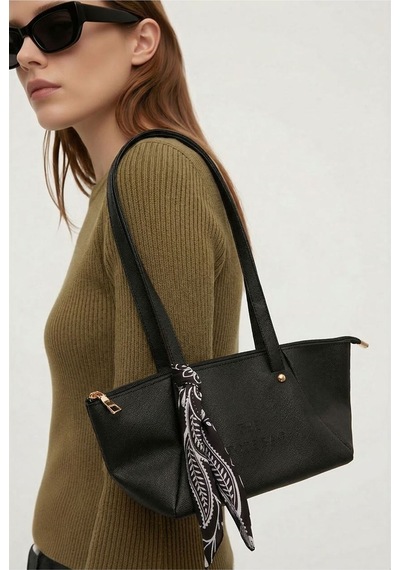 B&t Bujiteri The Tote Bag Fularlı Omuz Çantası Siyah Siyah